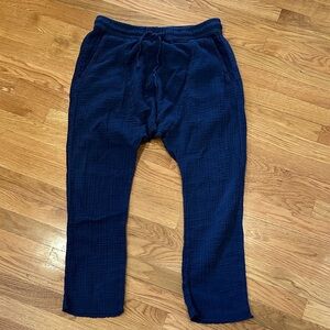 NSF 100% Cotton Gauze Navy Blue Drop Crotch Joggers